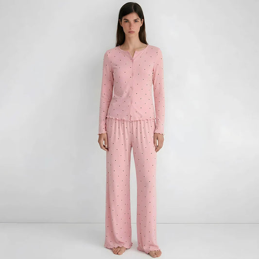 BELLAVISTA-  Ivory Dream Doted Set - Nude Pink