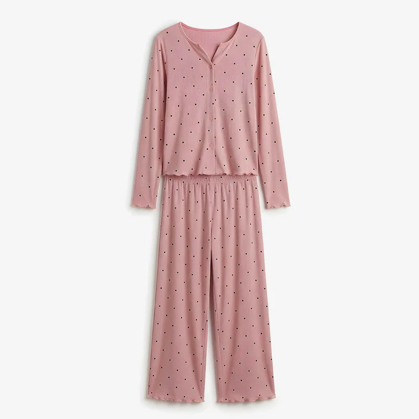 BELLAVISTA-  Ivory Dream Doted Set - Nude Pink