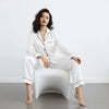 PLAIN SILK NIGHT SUIT - White