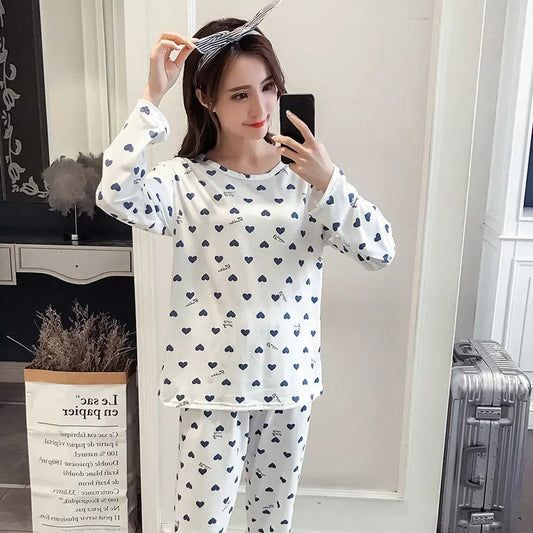 Blue Multi Heart Printed Night Suit