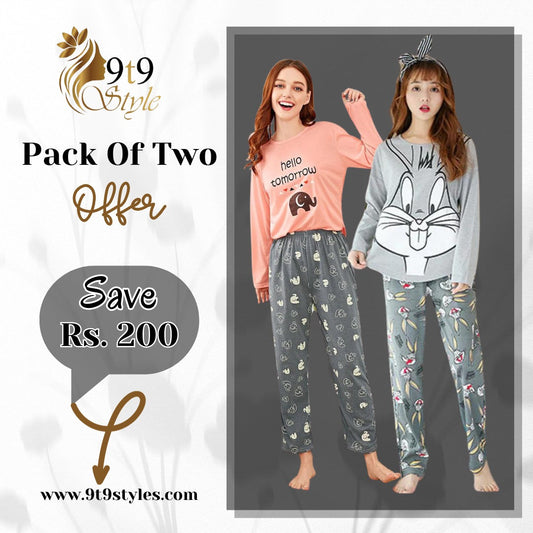 Pack Of Two Printed Pajama Night Suit Set 13