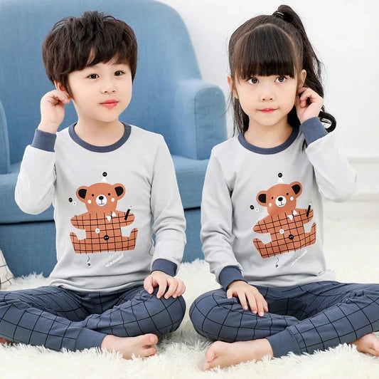 Sky Blue Bear Printed Kids Wear