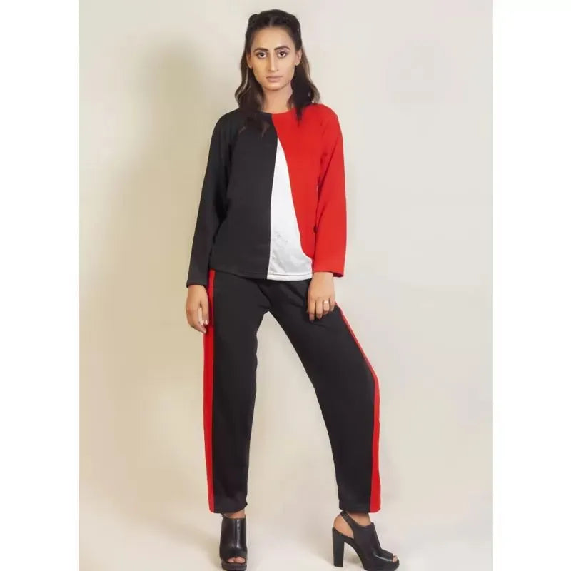 Red White & Black Panel Track Suit