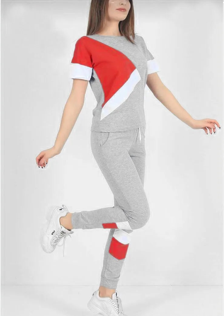 Grey Red Panel Track Suit