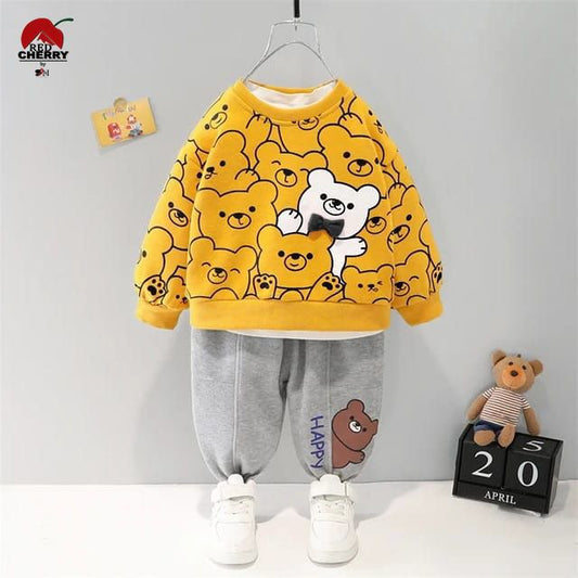 Bear Printed Track Suit Kids Yellow