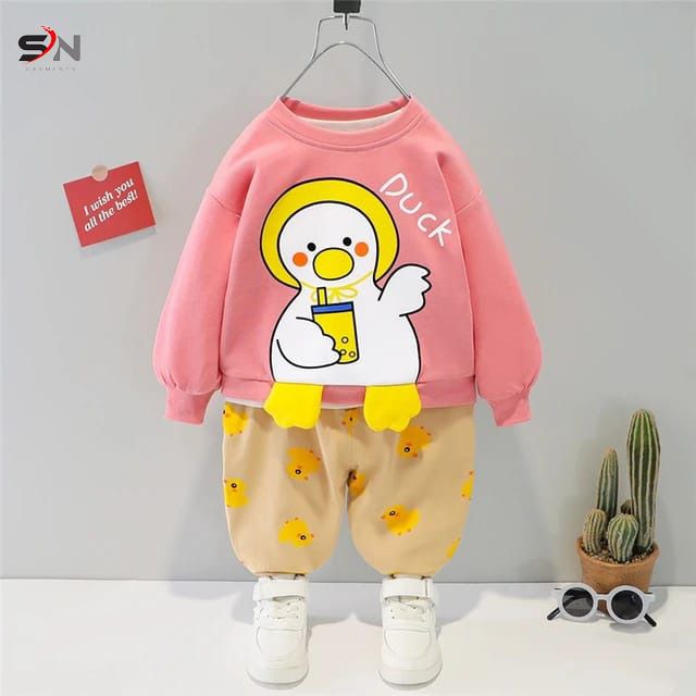 Duck Printed Track Suit Kids Pink