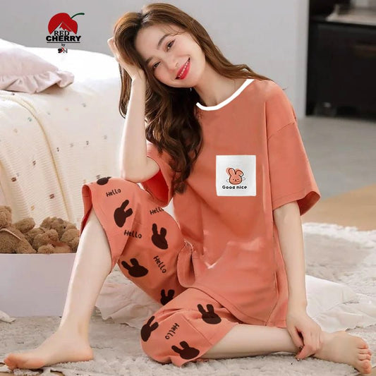 Hello Bunny Printed Night Suit