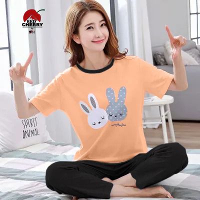 Orange Rabbit Printed Night Suit