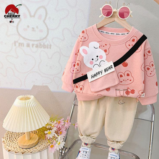 Bear Printed Track Suit Kids Pink