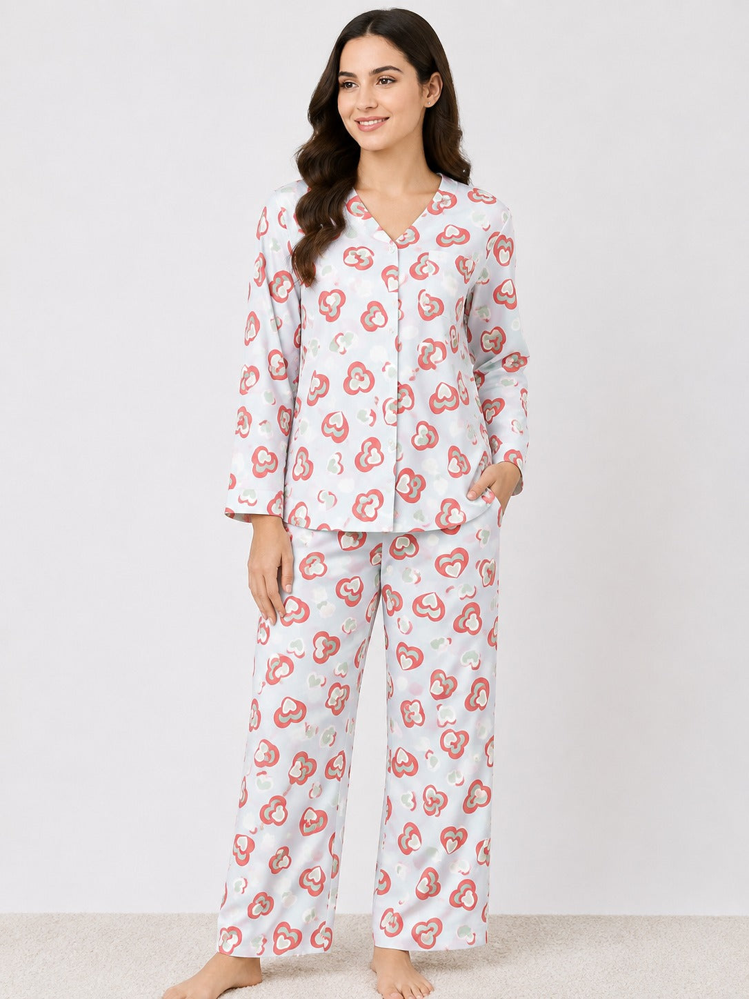 BARBARY V-NECK CO-ORD SET'S SBSVPJ-10