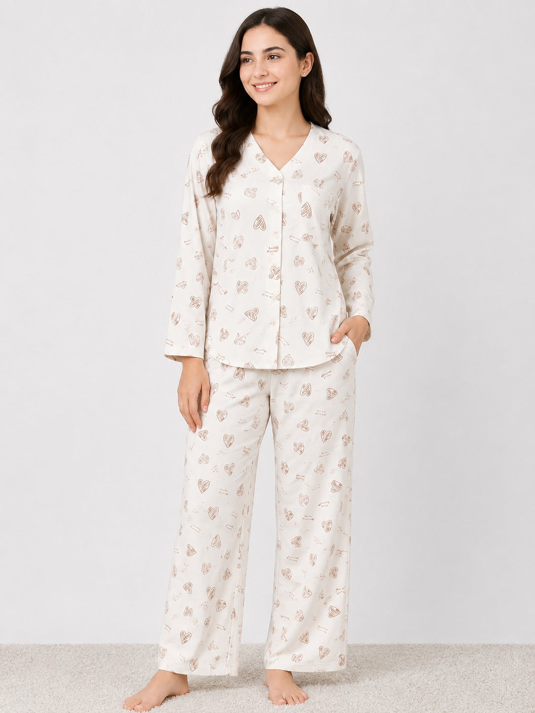 BARBARY V-NECK CO-ORD SET'S SBSVPJ-03