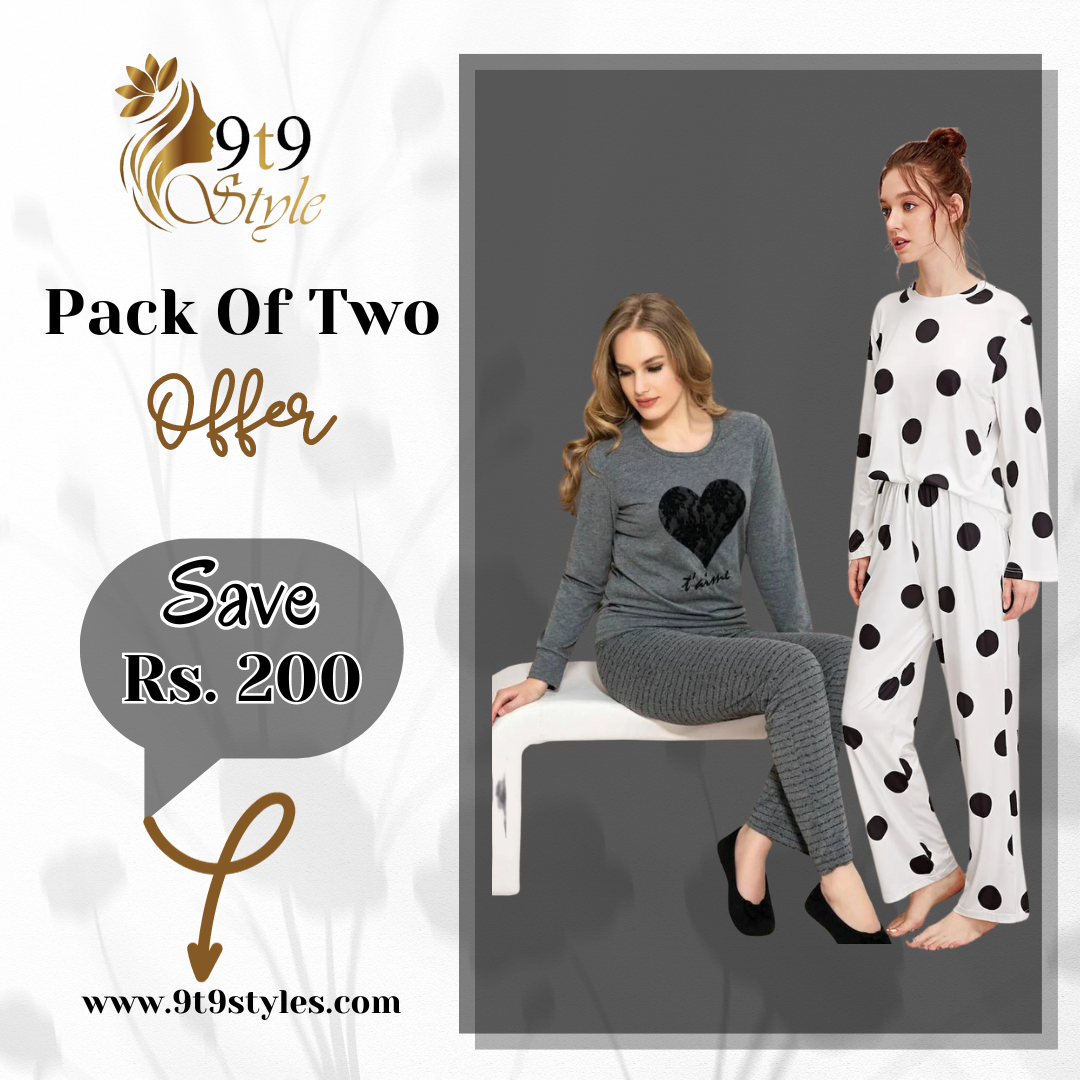 Pack Of Two Printed Pajama Night Suit Set 1