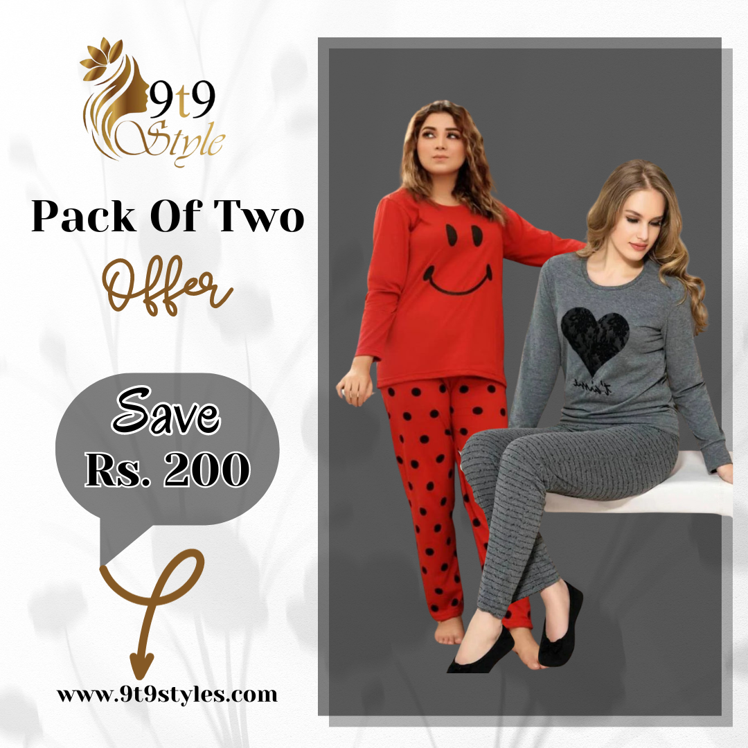 Pack Of Two Printed Pajama Night Suit Set 3