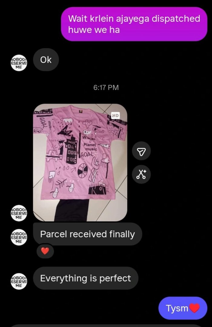 Customer WhatsApp message about their Bella Vista order