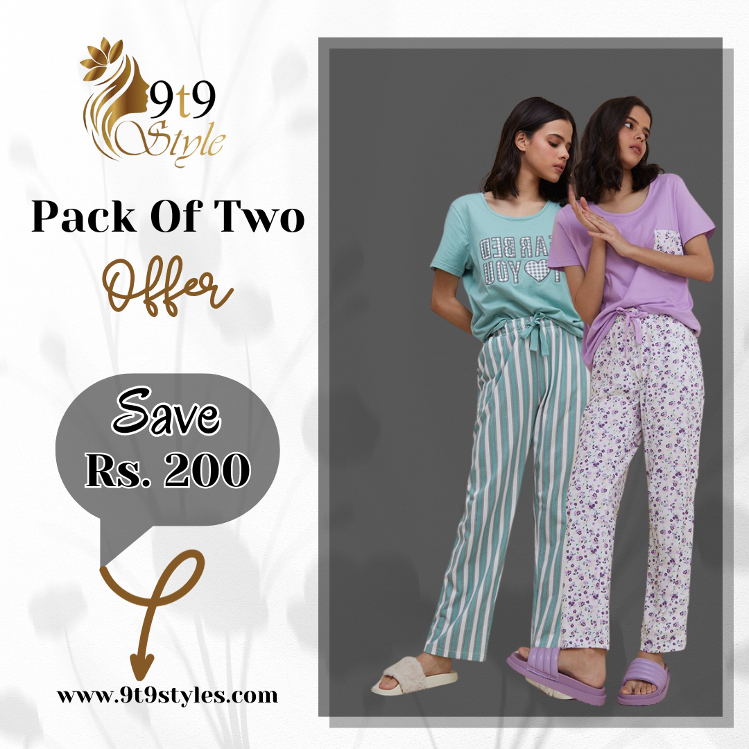 Pack Of Two Printed Pajama Night Suit Set 4