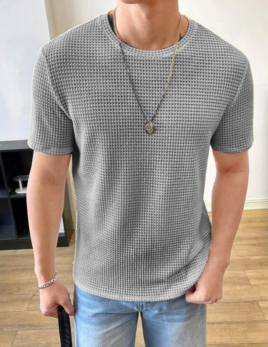 Waffle Knitted Grey Tee