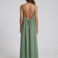 STUNNING BACKLESS MAXI DRESS - LIGHT GREEN