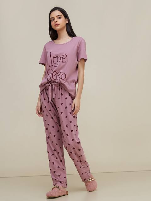 Love Sleep Printed Night Suit