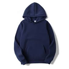 Unisex Plain Navy blue Hoodie