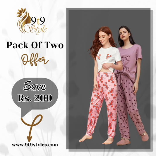 Pack Of Two Printed Pajama Night Suit Set 7