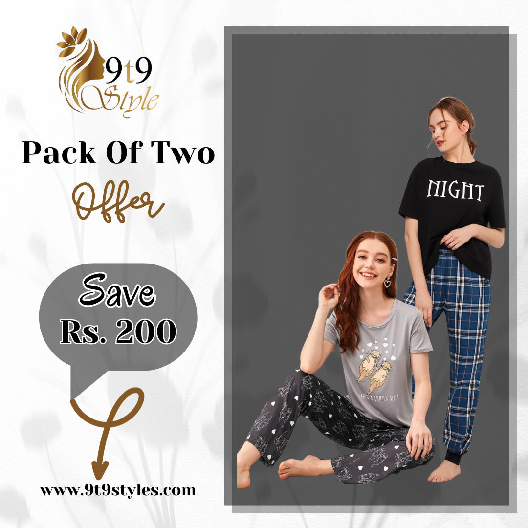 Pack Of Two Printed Pajama Night Suit Set 8