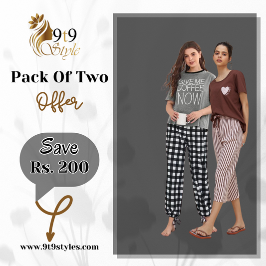 Pack Of Two Printed Pajama Night Suit Set 10