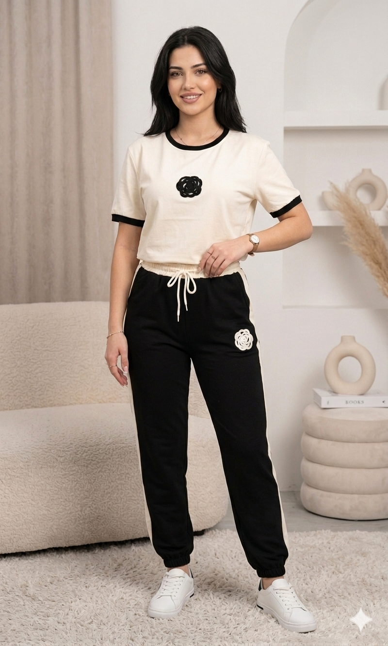 Flower Printed White Track Suit