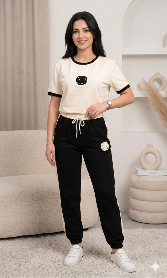Flower Printed White Track Suit