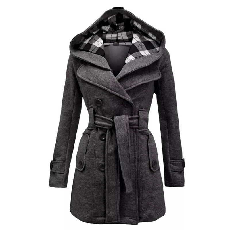 Women Long Coat Charcoal