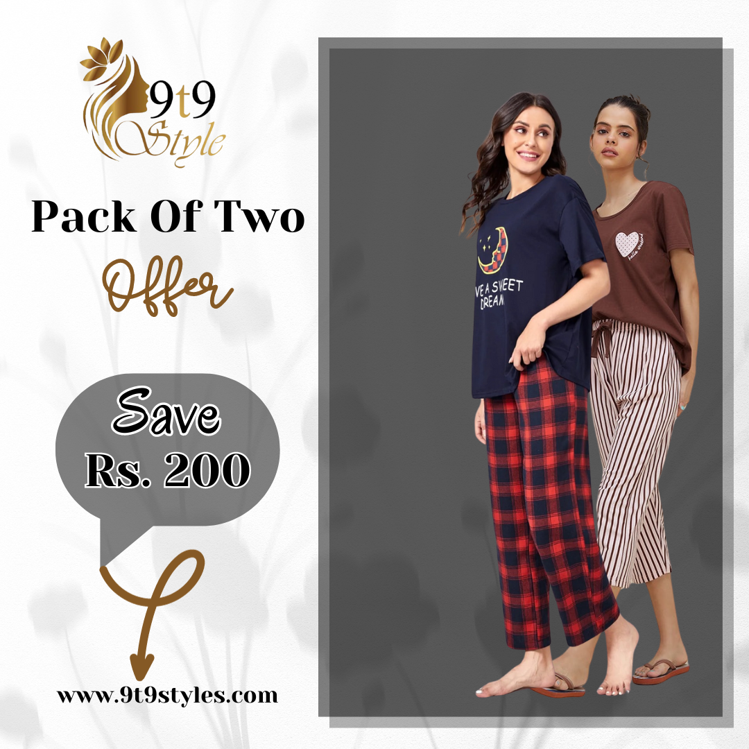 Pack Of Two Printed Pajama Night Suit Set 11