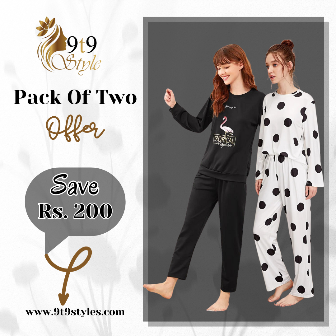 Pack Of Two Printed Pajama Night Suit Set 12