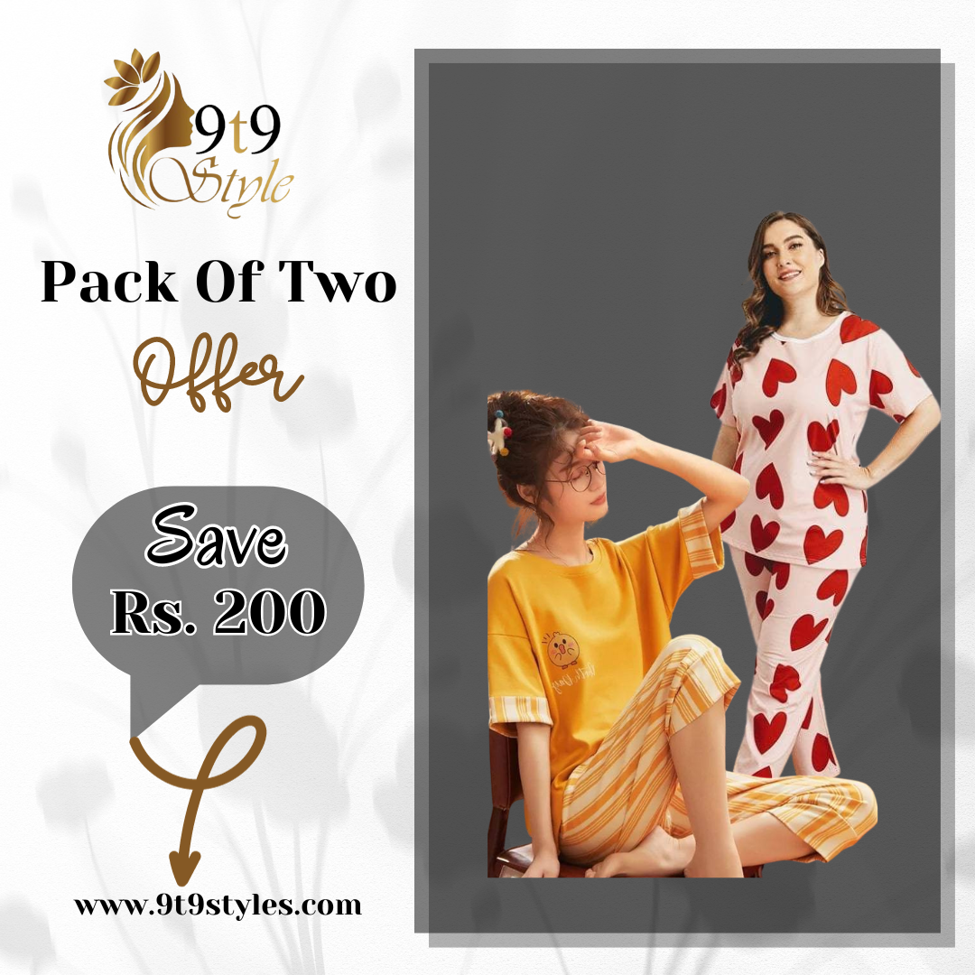 Pack Of Two Printed Pajama Night Suit Set 14